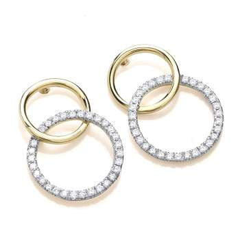 9K Gold 0.33 Carat Diamond Hoop Drop Earrings - Pobjoy Diamonds