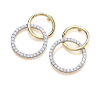 Load image into Gallery viewer, 9K Gold 0.33 Carat Diamond Hoop Drop Earrings - Pobjoy Diamonds