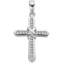 Load image into Gallery viewer, 9K White Gold Diamond Cross &amp; Kiss Pendant 0.25 CTW - Pobjoy Diamonds