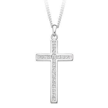 9K White Gold 0.40 CTW Diamond Cross Pendant - Pobjoy Diamonds