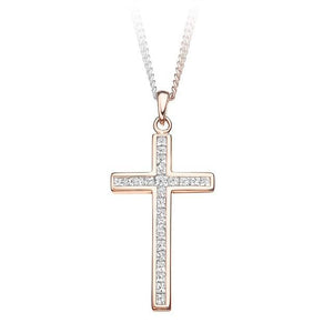 9K Rose Gold 0.40 CTW Diamond Cross Pendant - Pobjoy Diamonds
