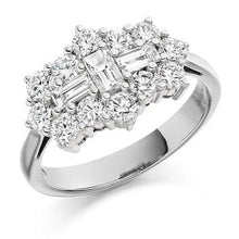 Load image into Gallery viewer, COMING SOON! Round Brilliant Cut &amp; Baguette Cluster Diamond Ring-Pobjoy Diamonds