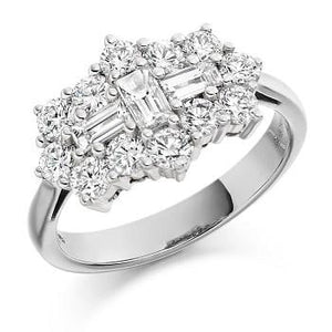 COMING SOON! Round Brilliant Cut & Baguette Cluster Diamond Ring-Pobjoy Diamonds