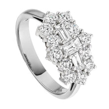 Load image into Gallery viewer, COMING SOON! Round Brilliant Cut &amp; Baguette Cluster Diamond Ring-Pobjoy Diamonds
