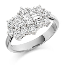Load image into Gallery viewer, COMING SOON! Round Brilliant Cut &amp; Baguette Cluster Diamond Ring-Pobjoy Diamonds