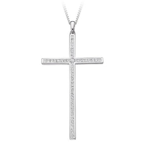 18K White Gold & 0.70 CTW Diamond Crucifix Pendant - Pobjoy Diamonds