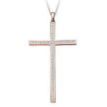 Load image into Gallery viewer, 18K Rose Gold &amp; 0.70 CTW Diamond Cross Pendant - Pobjoy Diamonds