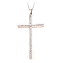 Load image into Gallery viewer, 18K Rose Gold &amp; 0.70 CTW Diamond Cross Pendant - Pobjoy Diamonds
