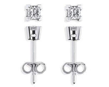 Load image into Gallery viewer, 18K White Gold Gents Princess Cut Diamond Stud Earring 0.15 Carat - Pobjoy Diamonds