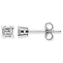Load image into Gallery viewer, 18K White Gold Gents Princess Cut Diamond Stud Earring 0.15 Carat - Pobjoy Diamonds