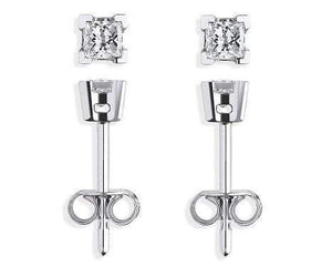 18K White Gold Gents Princess Cut Diamond Stud Earring 0.15 Carat - Pobjoy Diamonds