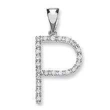 Load image into Gallery viewer, 9K White Gold &amp; Diamond Initial Pendant P From Pobjoy Diamonds