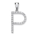 9K White Gold & Diamond Initial Pendant P From Pobjoy Diamonds