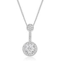 18K White Gold Round Brilliant 0.75 CTW Diamond Halo Pendant- Pobjoy Diamonds