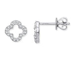 9K White Gold Diamond Clover Stud Earrings 0.19 CTW - Pobjoy Diamonds