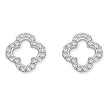 Load image into Gallery viewer, 9K White Gold Diamond Clover Stud Earrings 0.19 CTW - Pobjoy Diamonds