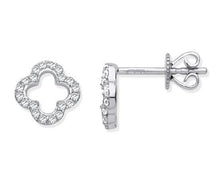 Load image into Gallery viewer, 9K White Gold Diamond Clover Stud Earrings 0.19 CTW - Pobjoy Diamonds