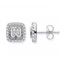Load image into Gallery viewer, 9K White Gold Gents Diamond Milled Bezel Earring 0.16 CTW - Pobjoy Diamonds