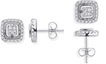 Load image into Gallery viewer, 9K White Gold Gents Diamond Milled Bezel Earring 0.16 CTW - Pobjoy Diamonds