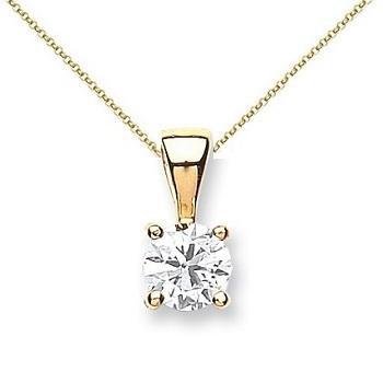 9K Yellow Gold Claw Set Lab Grown Diamond Pendant & Neck Chain 0.70 carat F/VS2 - Pobjoy Diamonds