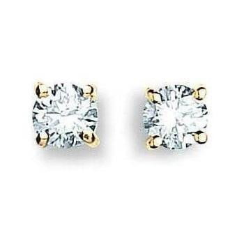 18K Yellow Gold 1.00 Carat Lab Grown Diamond Stud Earrings - F/VS2 - Pobjoy Diamonds