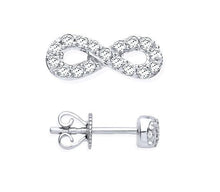 Load image into Gallery viewer, 9K White Gold 0.15 Carat Infinity Diamond Stud Earrings