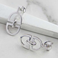Load image into Gallery viewer, Handmade Sterling Silver D Link Earrings - Pobjoy Diamonds