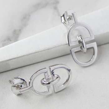 Load image into Gallery viewer, Handmade Sterling Silver D Link Earrings - Pobjoy Diamonds