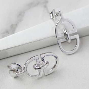 Handmade Sterling Silver D Link Earrings - Pobjoy Diamonds