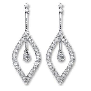18K White Gold Diamond Drop Earrings 0.80 Carat - Pobjoy Diamonds