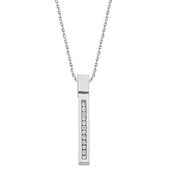 Pobjoy 9K White Gold % Diamond Drop Pendant & Chain