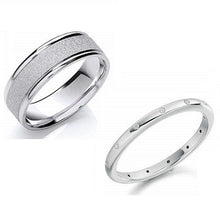 Load image into Gallery viewer, 950 Platinum &amp; Diamond 2mm Wedding Band &amp; Mens 950 Platinum 5mm Band SPECIAL OFFER - Pobjoy Diamonds