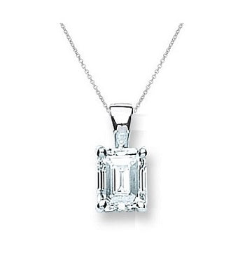 9K Gold Claw Set Lab Grown Emerald Cut Diamond Pendant & Neck Chain - 0.50 Carat F/VS2 - Pobjoy Diamonds