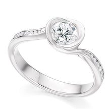 Load image into Gallery viewer, Bezel Set Diamond Shoulder Engagement Ring 0.80 Carat F/VS1