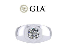 Load image into Gallery viewer, Platinum Two Carat Solitaire Lab Diamond Mens Ring - E/VS1