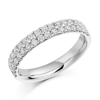Claw Set Double Row Diamond Half Eternity 0.75 Carat - Pobjoy Diamonds