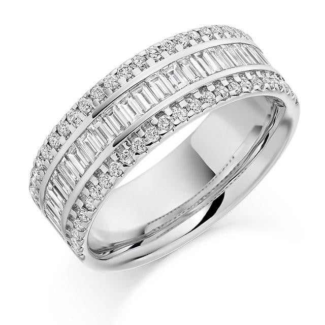 Channel Set Baguette & Round Cut Diamond Half Eternity 1.25 Carat - Pobjoy Diamonds