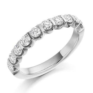 Bar Set Diamond Half Eternity Ring 0.75 Carat - Pobjoy Diamonds