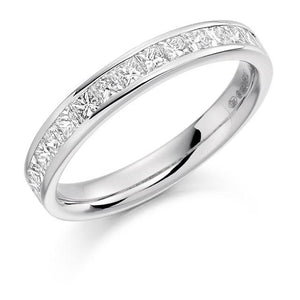 Channel Set Princess Cut Diamond Half Eternity 0.75 Carat - Pobjoy Diamonds