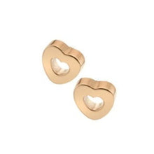 Load image into Gallery viewer, 9K Rose Gold Open Heart Stud Earrings - Pobjoy Diamonds