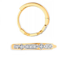 Load image into Gallery viewer, 9K Yellow Gold &amp; Mixed Diamond Hoop Earrings 0.10 CTW - Pobjoy Diamonds