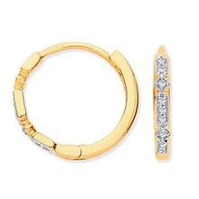 Load image into Gallery viewer, 9K Yellow Gold &amp;  Diamond Hoop Earrings 0.10 CTW - Pobjoy Diamonds