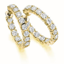 Load image into Gallery viewer, 18K Yellow Gold Diamond Hoop Earrings 3.00 Carats - Pobjoy Diamonds