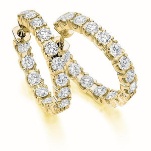18K Yellow Gold Diamond Hoop Earrings 3.00 Carats - Pobjoy Diamonds