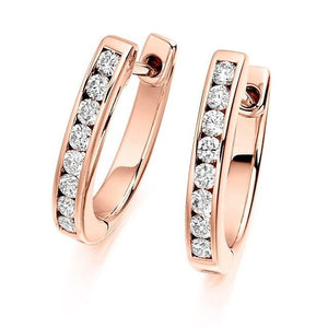 18K Gold Round Brilliant Cut Channel 0.33 CTW Diamond Earrings - F-G/VS - Pobjoy Diamonds