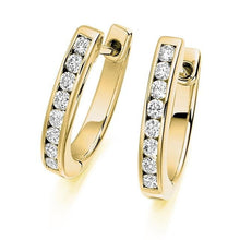 Load image into Gallery viewer, 18K Gold Round Brilliant Cut Channel 0.33 CTW Diamond Earrings - G-H/Si - Pobjoy Diamonds