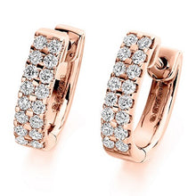 Load image into Gallery viewer, 18K Gold Round Brilliant Cut Twin Row Diamond Earrings 0.66 CTW - F-G/VS - Pobjoy Diamonds