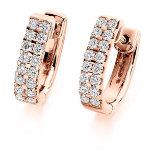 18K Gold Round Brilliant Cut Twin Row Diamond Earrings 0.66 CTW - F-G/VS - Pobjoy Diamonds