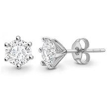 Load image into Gallery viewer, Bespoke 18K White Gold Round Brilliant Cut Diamond Stud Earrings 0.60 To 1.00 CTW- H/Si1 - Pobjoy Diamonds