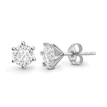 Load image into Gallery viewer, Bespoke 950 Platinum Round Brilliant Cut Diamond Stud Earrings 0.60 To 1.00 CTW- E/VVS1 - Pobjoy Diamonds